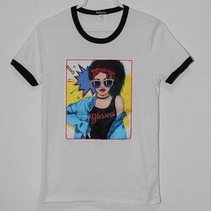 "Blessed" Beaded Accents Applique Graphic T-Shirt